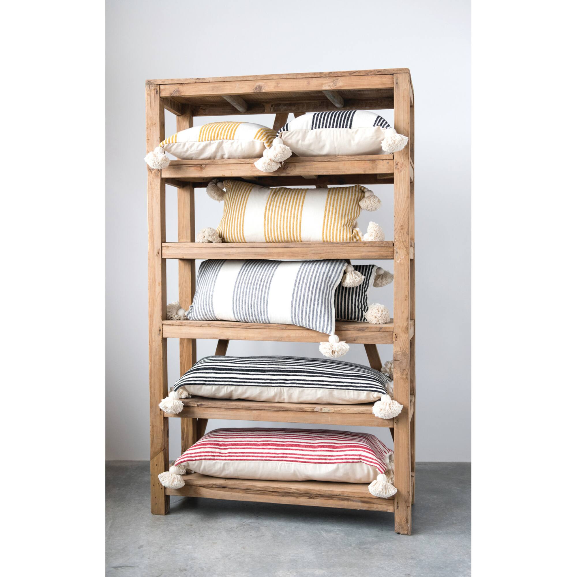 Hello Honey® Cream & Gray Striped Pillow with Tassels